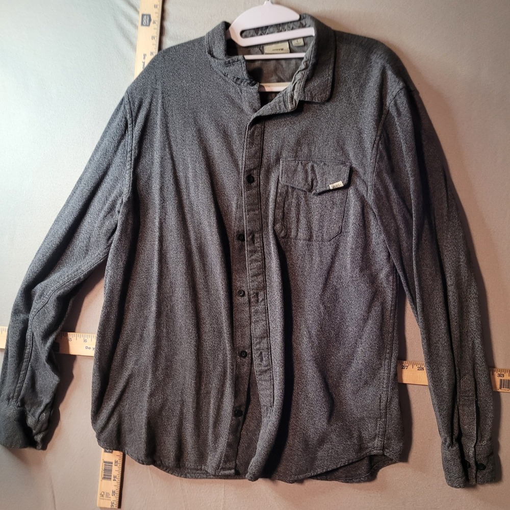 Vans Mens Long Sleeve Button Down Shirt Gray Cotton Flannel VN0A7Y2X107 Size L